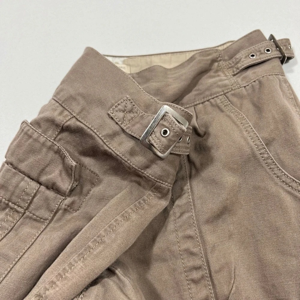 Banana Republic Heritage Utility Pants Italian Linen Blend Buckle Taupe Womens 2